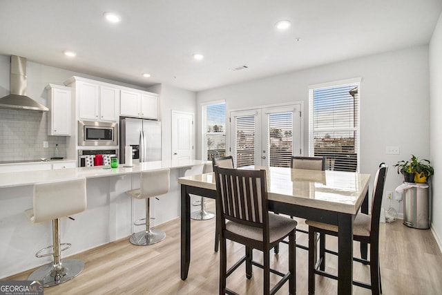 dining area featuring light hardwood / wood-style flooring