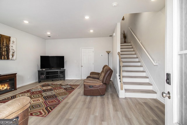 living room with light wood-type flooring