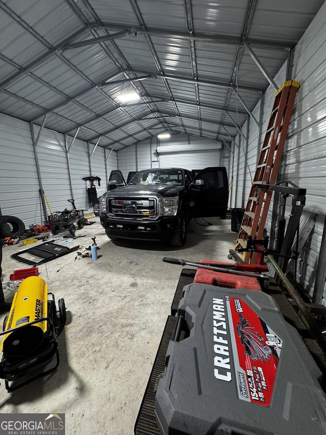 view of garage