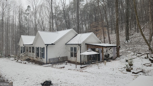 view of snow covered exterior