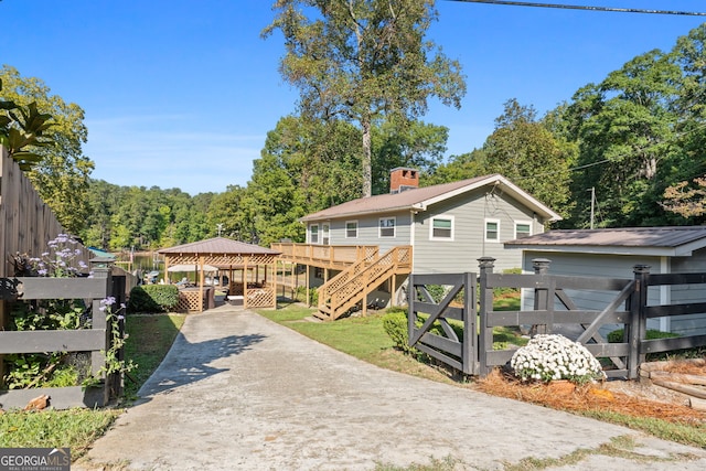 view of front of house with a gazebo