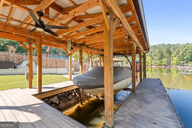 view of dock featuring a water view