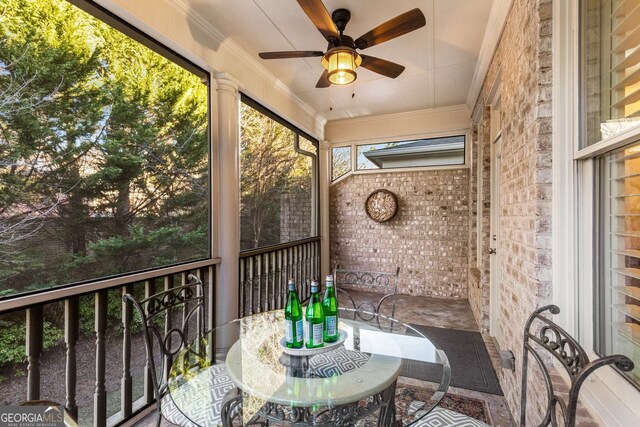 view of patio with ceiling fan