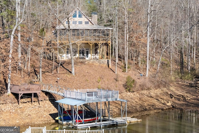 view of dock featuring a water view