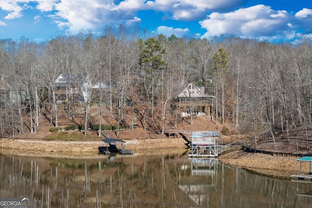 view of dock featuring a water view