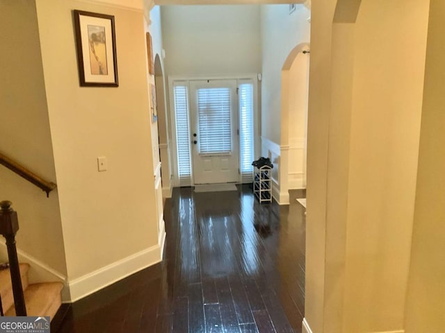 hall featuring dark hardwood / wood-style floors