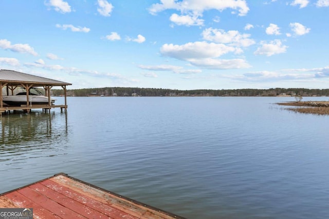 dock area featuring a water view