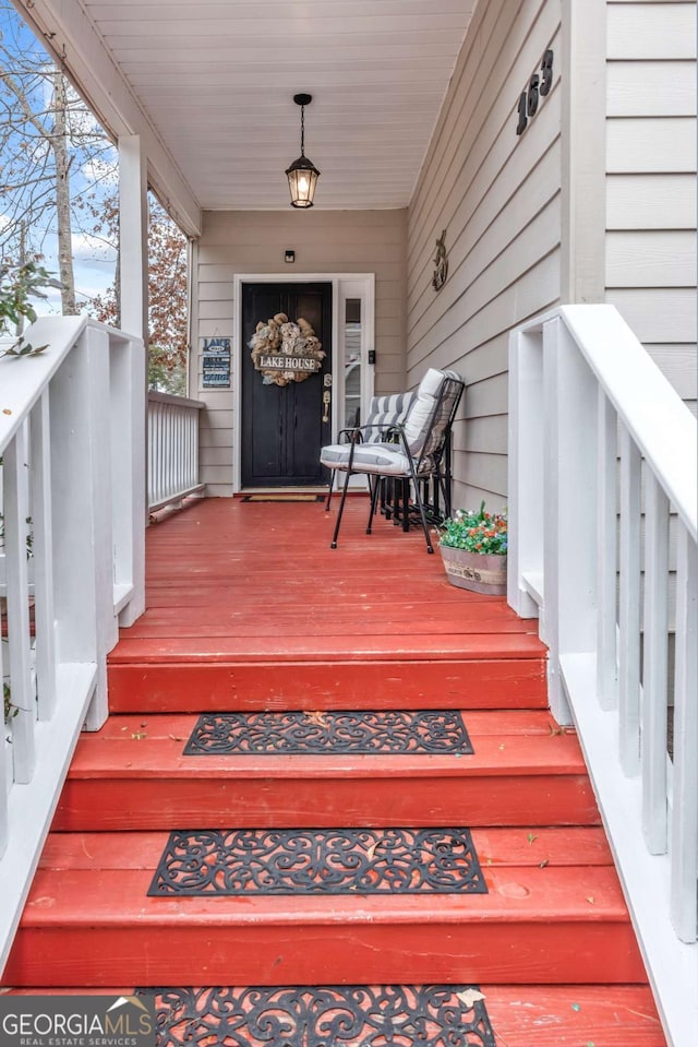 deck with covered porch