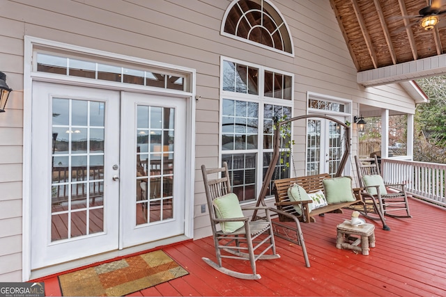 163 NE Knight Dr, Milledgeville, GA 31061 - wooden deck with french doors