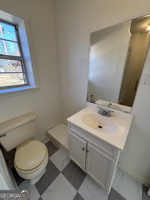 bathroom with toilet and vanity