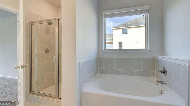 bathroom with plus walk in shower