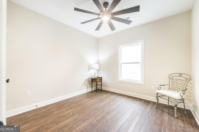 unfurnished room featuring hardwood / wood-style flooring and ceiling fan