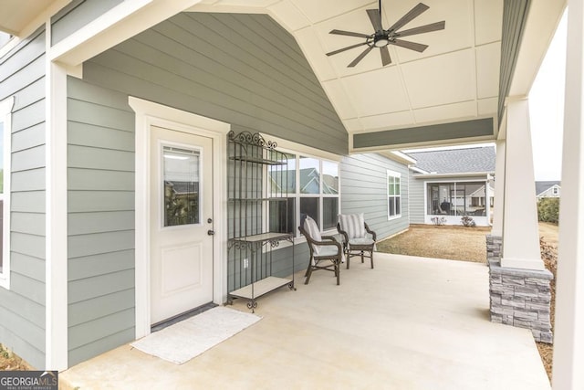 view of patio / terrace featuring ceiling fan