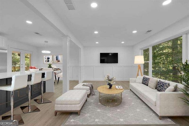 living room featuring light hardwood / wood-style floors