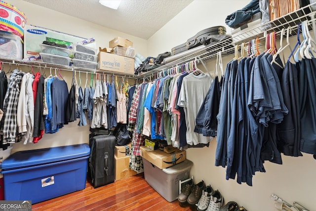 walk in closet featuring hardwood / wood-style flooring