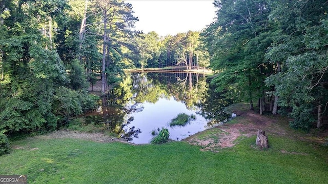 exterior space featuring a water view