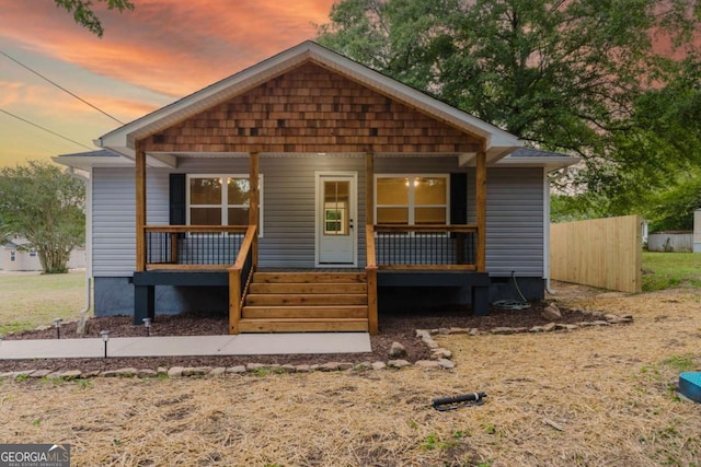 bungalow-style home with covered porch