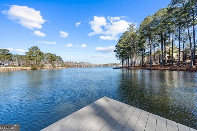 view of dock featuring a water view