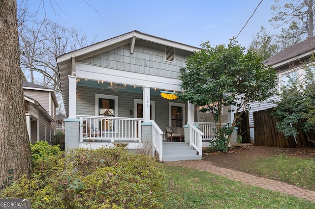 bungalow featuring covered porch