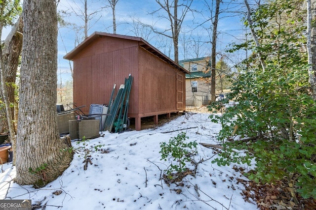 view of snow covered exterior