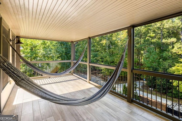 view of unfurnished sunroom