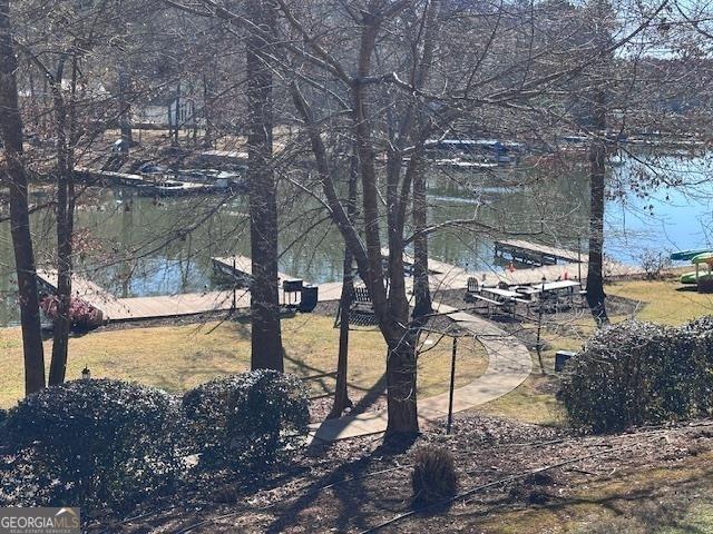 view of yard with a water view