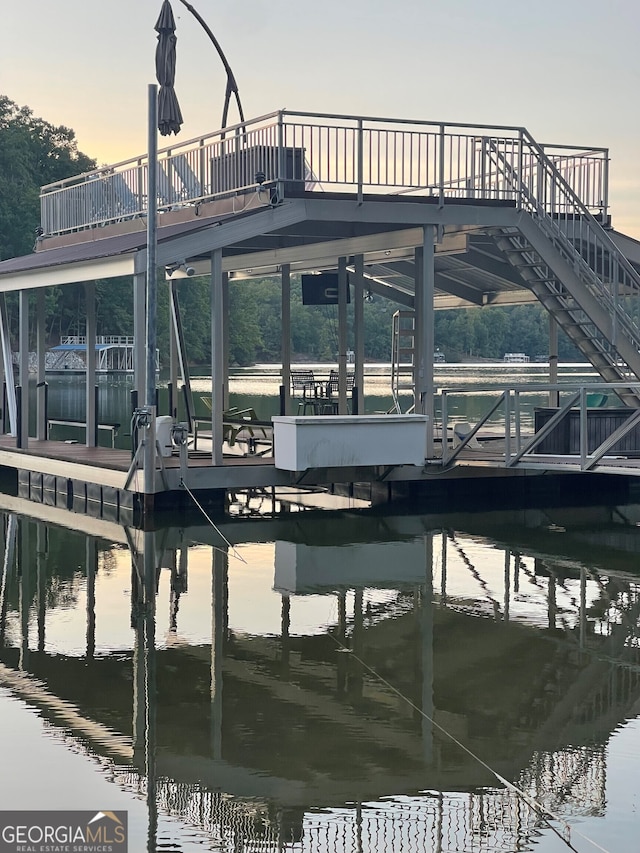 view of dock featuring a water view