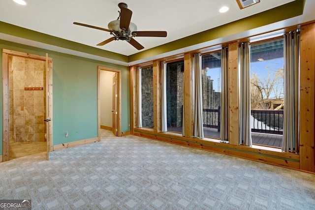 interior space featuring ceiling fan