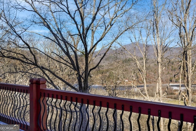 deck with a mountain view