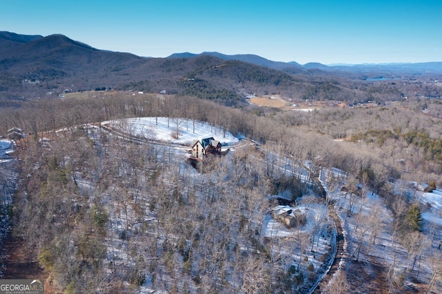 bird's eye view with a mountain view