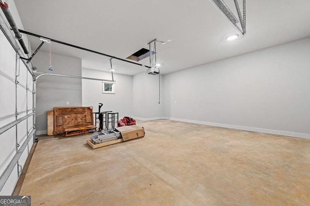 garage with a garage door opener