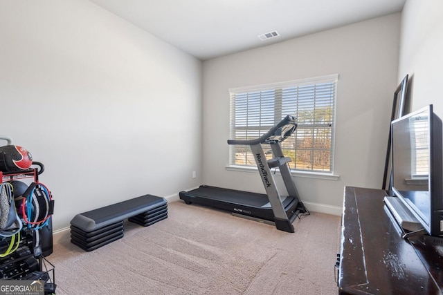 workout room with carpet