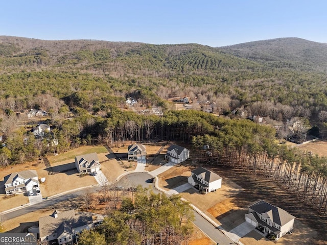 aerial view with a mountain view