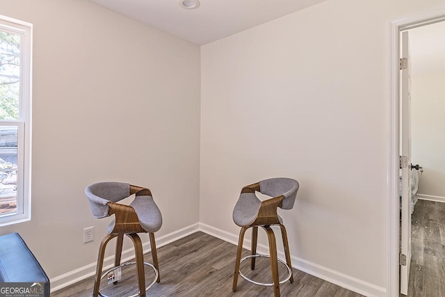 sitting room featuring dark hardwood / wood-style flooring