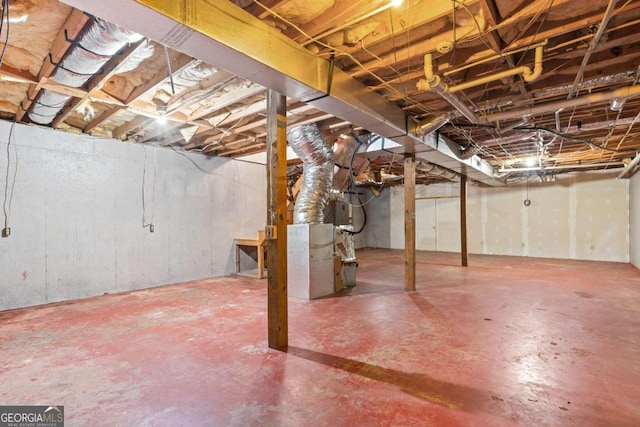 basement with heating unit