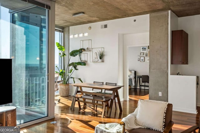 interior space with hardwood / wood-style floors