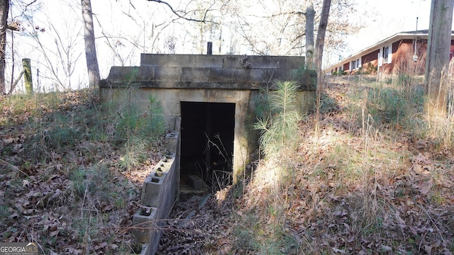 view of storm shelter