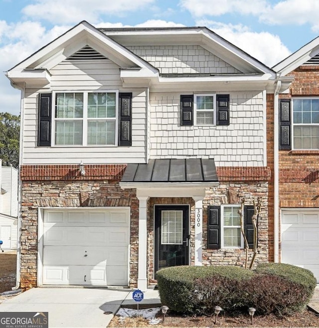 view of front of house with a garage