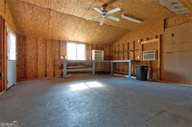 miscellaneous room featuring lofted ceiling and ceiling fan