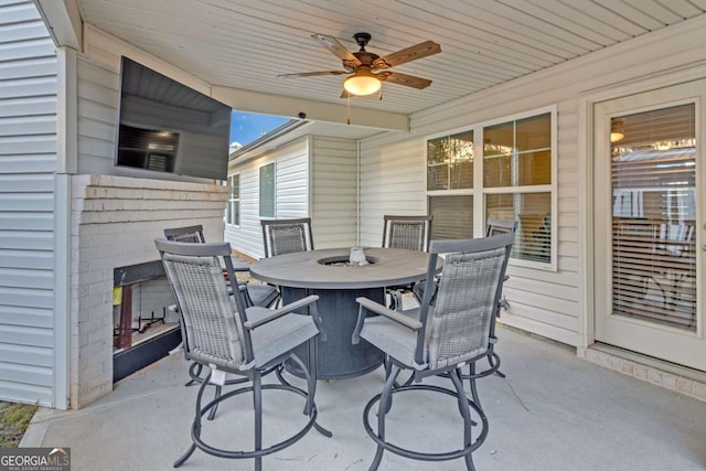 view of patio / terrace featuring ceiling fan