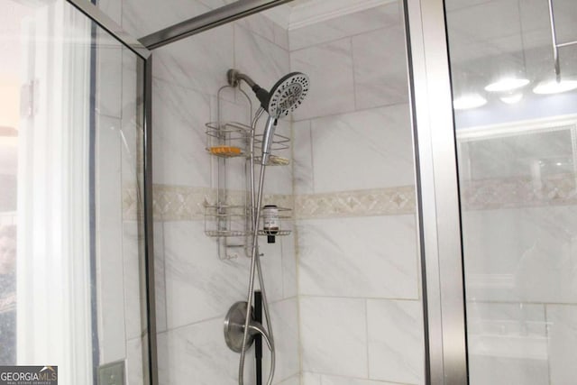 room details with an enclosed shower