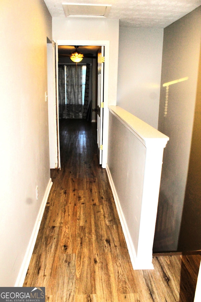 hall featuring dark wood-type flooring