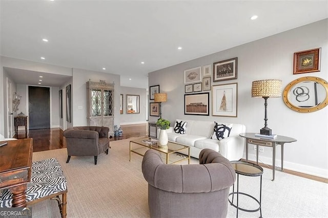 living room featuring light hardwood / wood-style floors