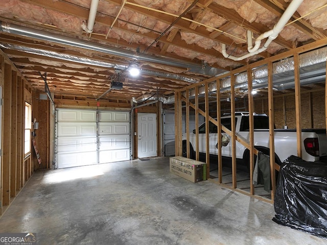 garage with a garage door opener