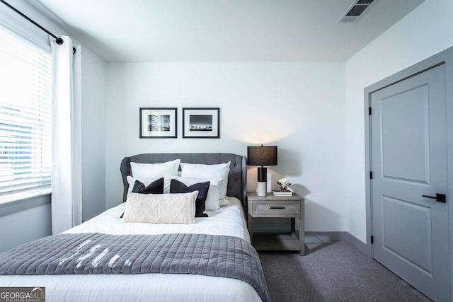 bedroom featuring carpet floors and multiple windows