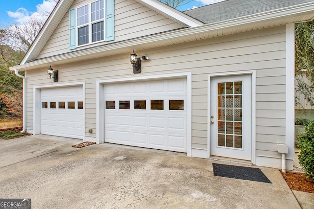 view of garage