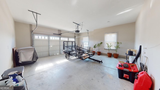 garage with a garage door opener