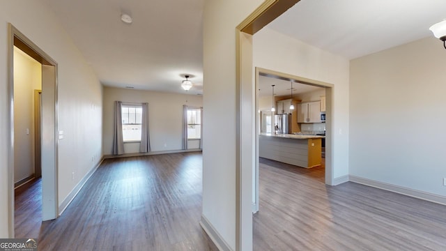 interior space with light hardwood / wood-style flooring