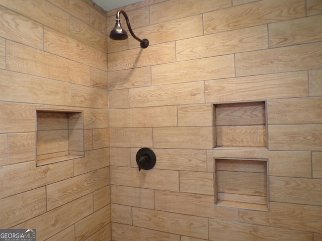 interior details with tiled shower