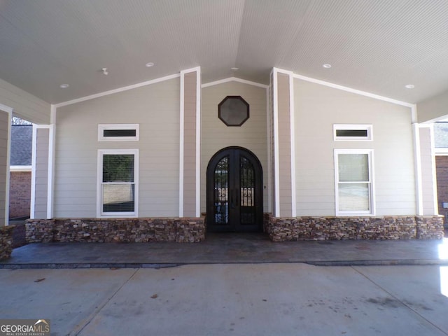 view of exterior entry with french doors